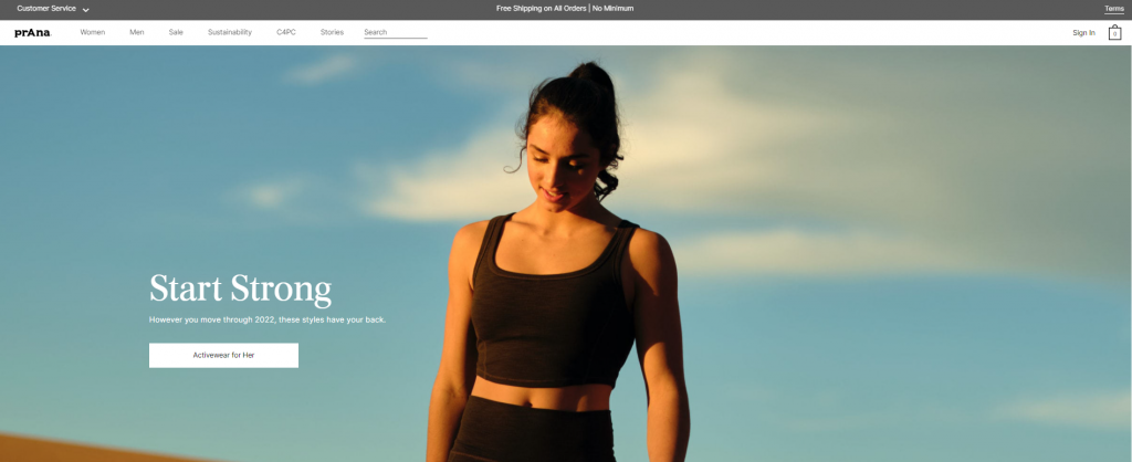 Prana homepage