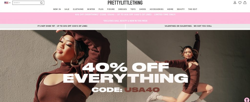 prettylittlething homepage