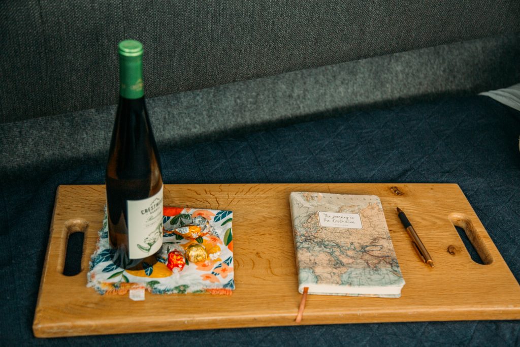 Bottle of wine and guest book