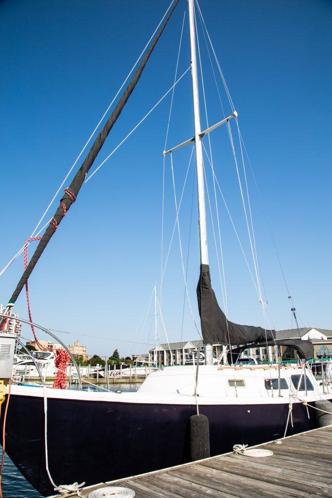 "Clementine" sailboat Airbnb in Racine, Wisconsin.