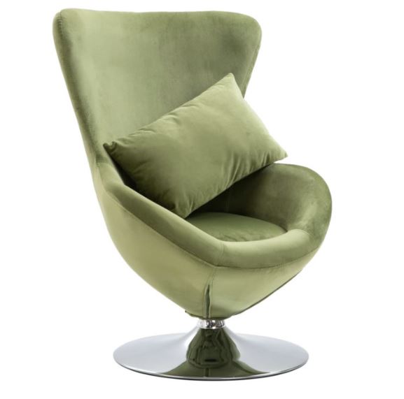 Vidaxl Swivel Egg Chair With Cushion Light Green Velvet
