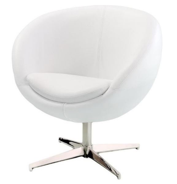 Bowery Hill Leather Egg Chair in White