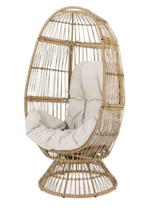 Pintan Outdoor Wicker Swivel Egg Chair with Cushion by Christopher Knight Home