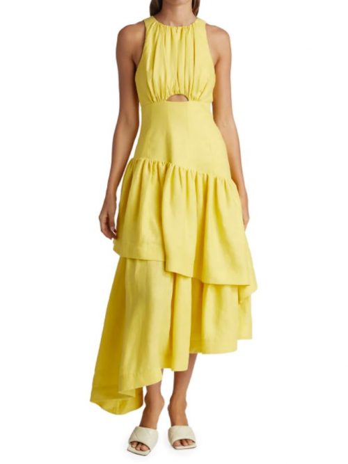 Saks yellow sleeveless dress