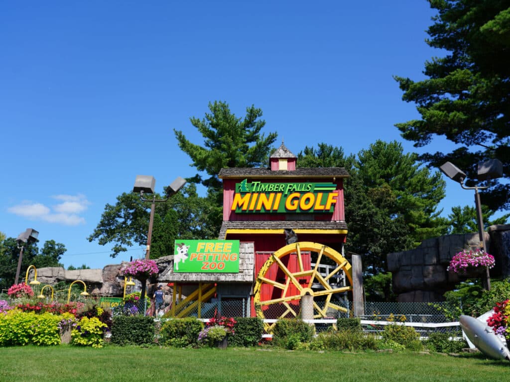 Wisconsin Dells, Wisconsin USA - August 20th, 2022: Timber Falls Adventure Park miniature golf course.