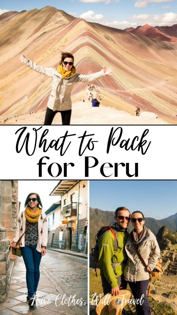Trying to figure out what to pack for Peru? This post is here to help both women and men! I’ve even included a useful checklist to print off at the end. Now, this Peru packing list is geared toward the traveler who is looking to see the highlights of Peru but not doing multi-day hikes like the Inca Trail. This Peru packing list will be useful no matter what time of year you’re visiting Peru. I’ve visited in both the rainy and dry seasons and will have tips for visiting during each.