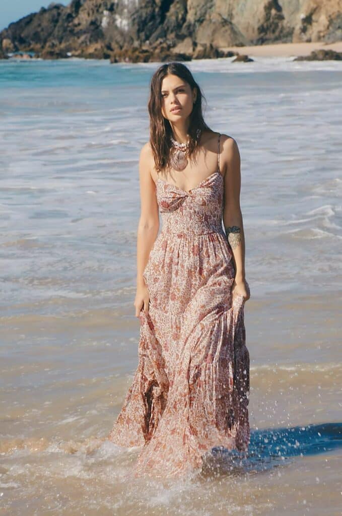 free people boho Sundrenched Printed Maxi Dress