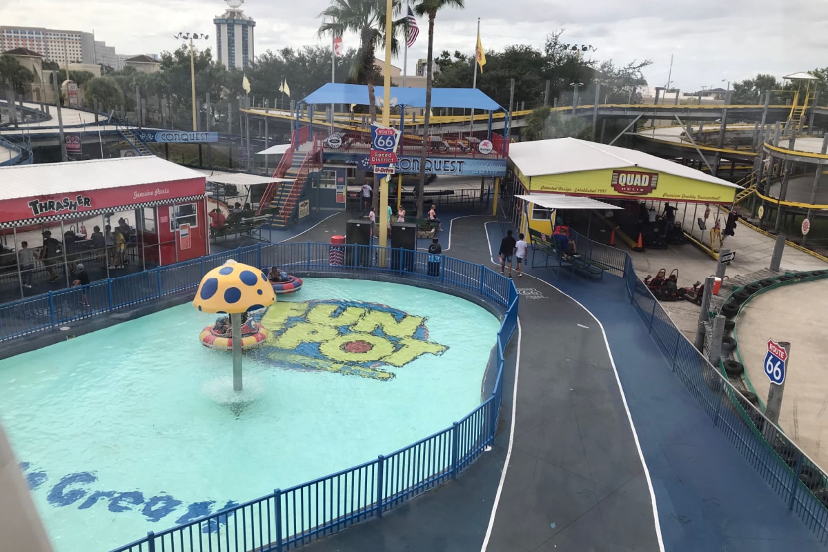 Orlando, Florida - September 21, 2019: Fun Spot America Theme Park features rides and attractions that the whole family can enjoy