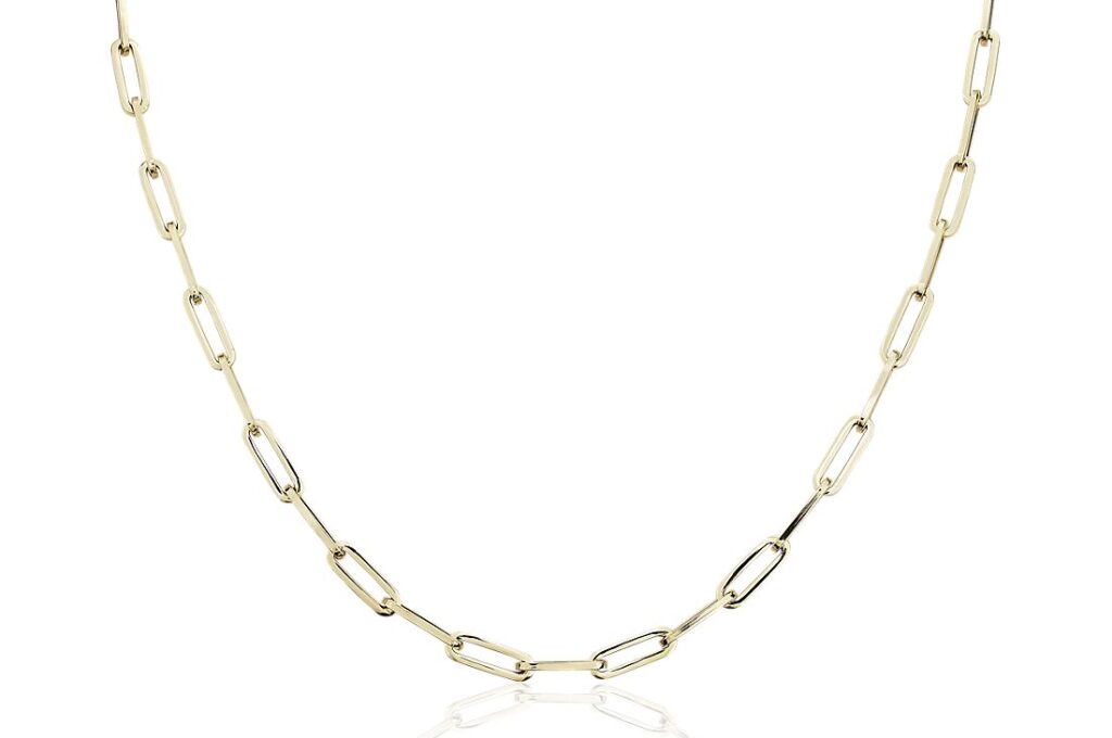 18" Medium Paperclip Necklace in 14k Italian Yellow Gold (4 mm)
