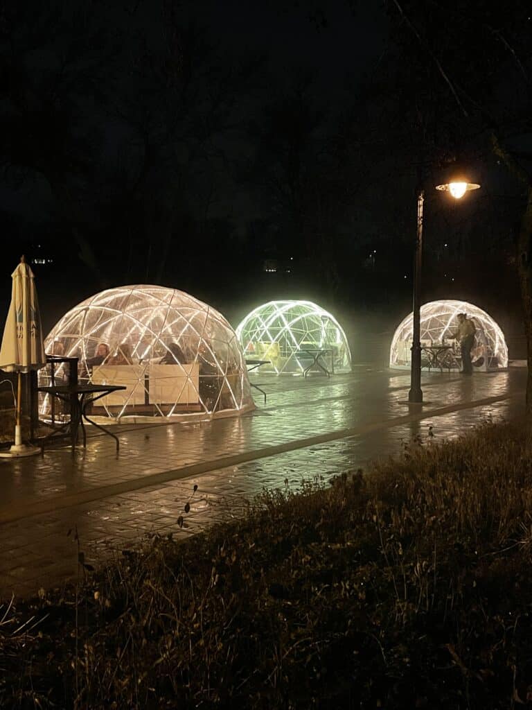 Fratellos Igloos in Appleton, Wisconsin during winter