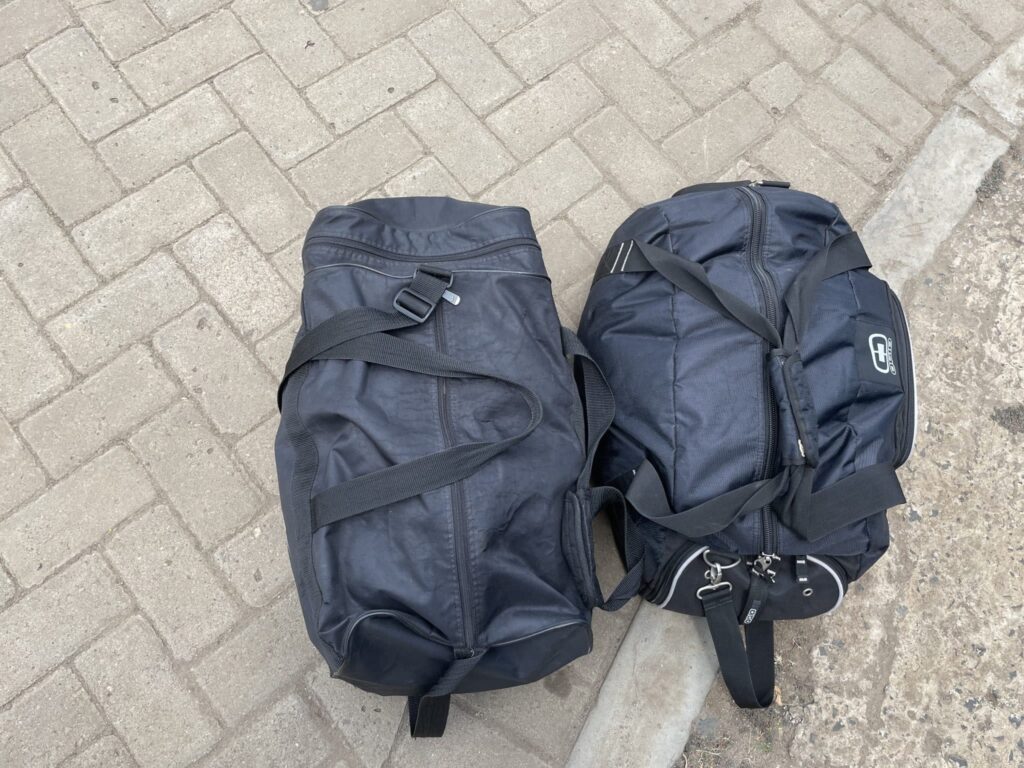 Our luggage for our safari was these 2 black duffle bags