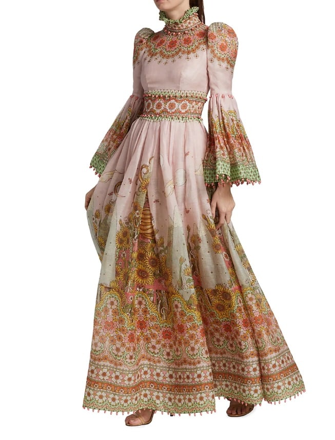 Zimmermann Kaleidoscope Bell-Sleeve Gown