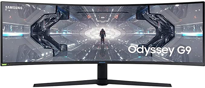 SAMSUNG 49” Odyssey G9 Gaming Monitor, 1000R Curved Screen, QLED, Dual QHD Display, 240Hz, NVIDIA G-SYNC and FreeSync Premium Pro, LC49G95TSSNXZA, Black