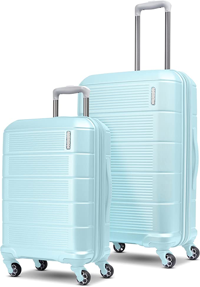 American Tourister Stratum XLT 2.0 Expandable Hardside Luggage with Spinners, Sky Blue, 2PC Set 20/24