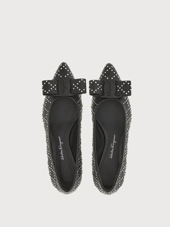 Salvatore Ferragamo Ballet Flats on a white background.