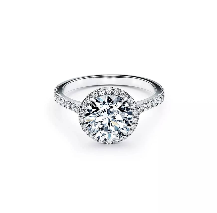 Tiffany Engagement Ring on a white background.