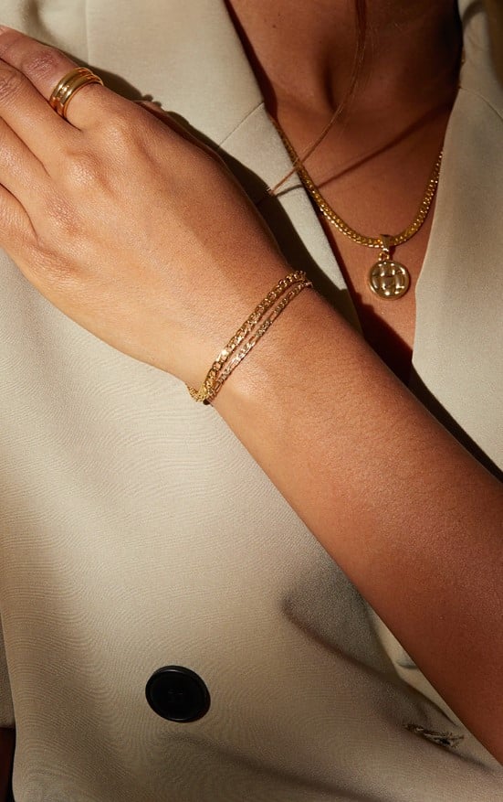 REAL GOLD PLATED DOUBLE CHAIN BRACELET