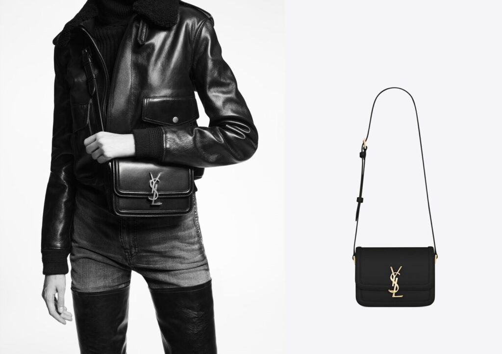 SAINT LAURENT Le Monogramme Cœur velvet and suede shoulder bag in 2023