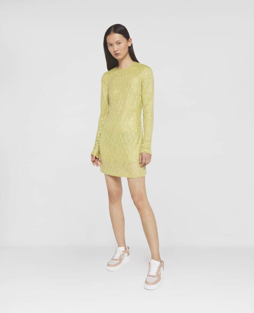 Crystal Lace Long-Sleeved Mini Dress