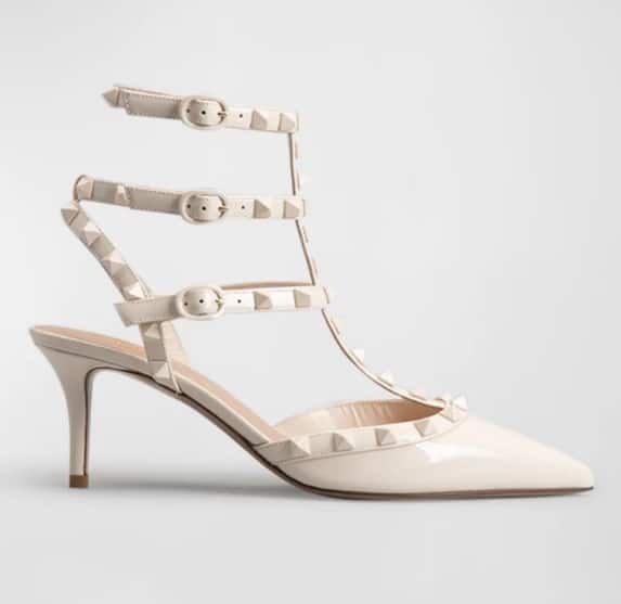 Valentino Garavani
Rockstud Patent T-Strap Pumps