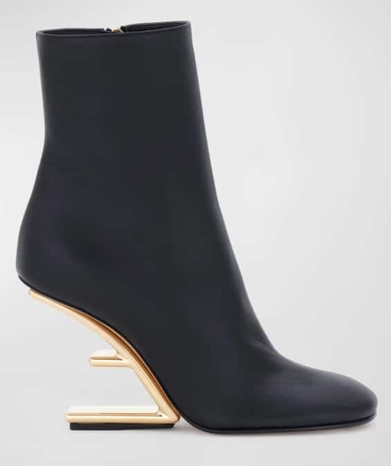 Fendi
Lambskin Metallic F-Heel Ankle Booties