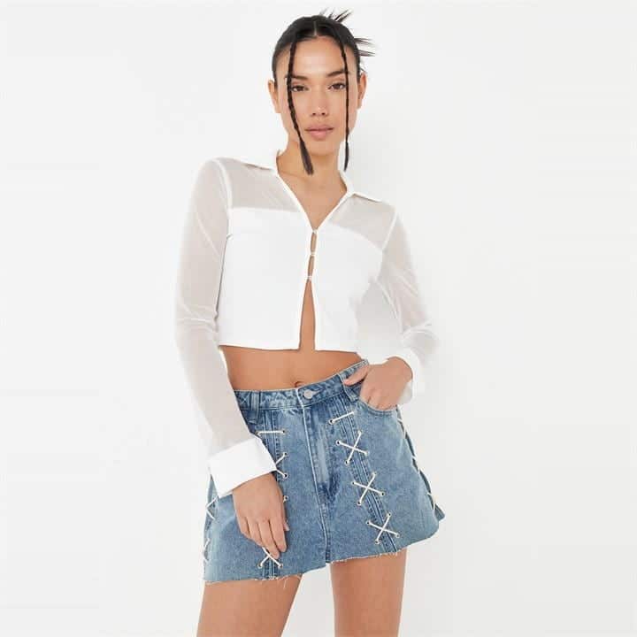 mesh panel shirt