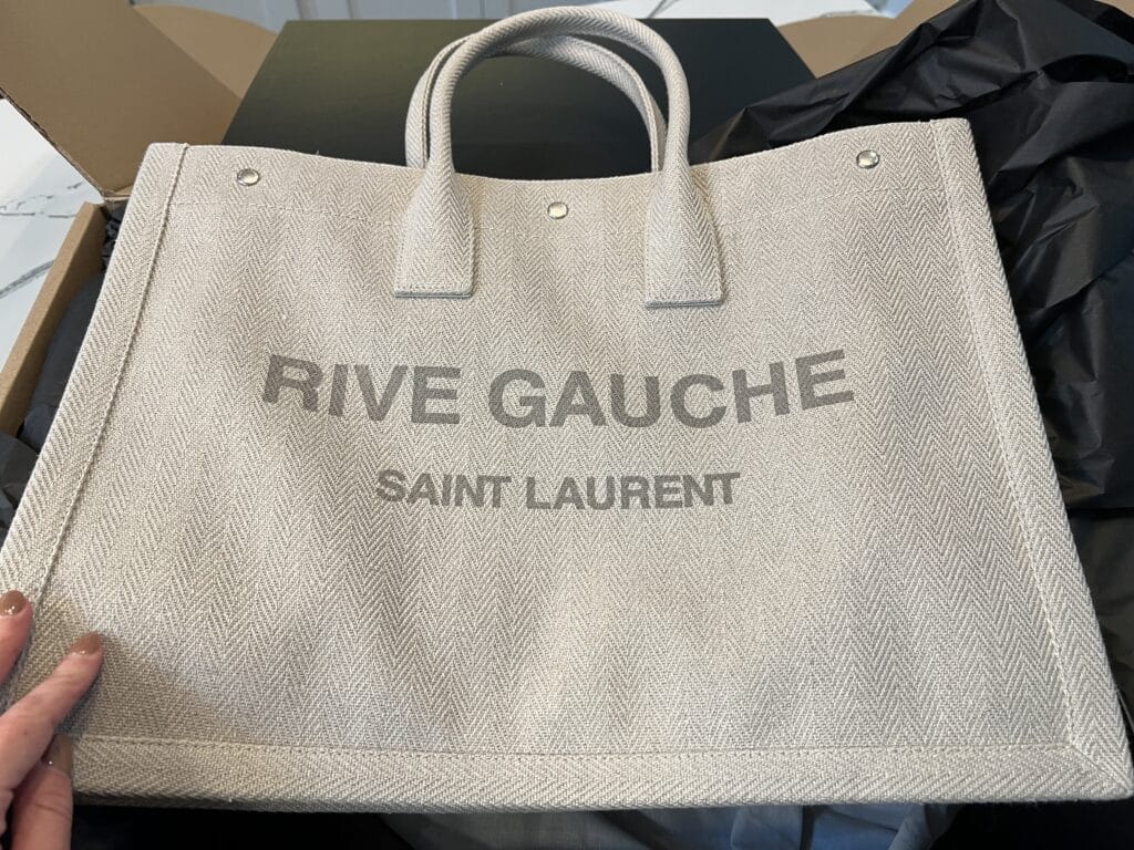 Saint Laurent Rive Gauche tote bag real vs fake. How to spot fake YSL bags  and purses 