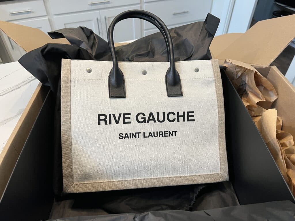 Fake YSL Saint Laurent Rive Gauche Tote Bag Gray Replica Wholesale