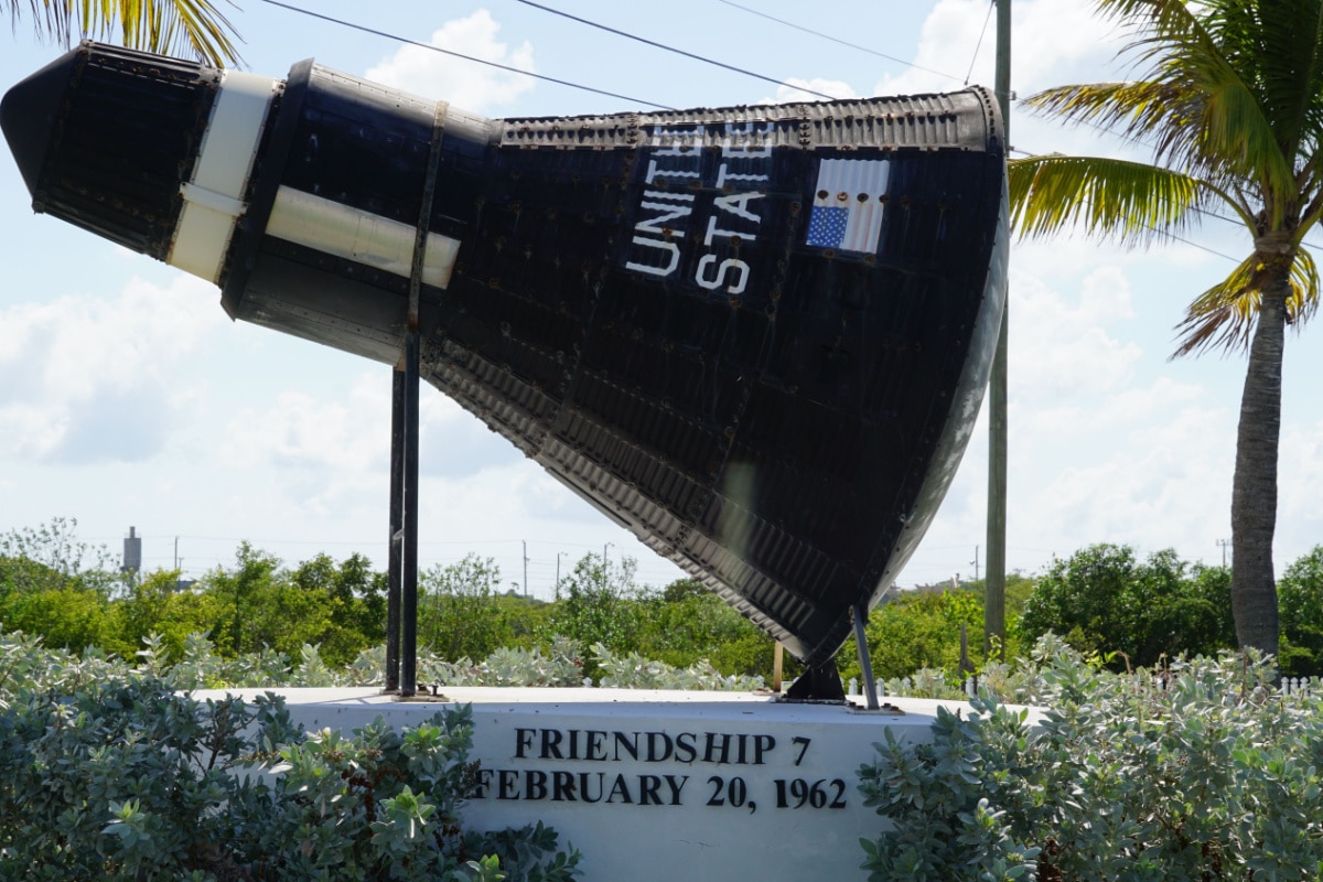 GRAND TURK, TURKS AND CAICOS - NOV 23: Replica of Friendship 7 Mercury space capsule in Grand Turk, Turks and Caicos, as seen on Nov 23, 2015. John Glenn's spacecraft landed in the vicinity in 1962.