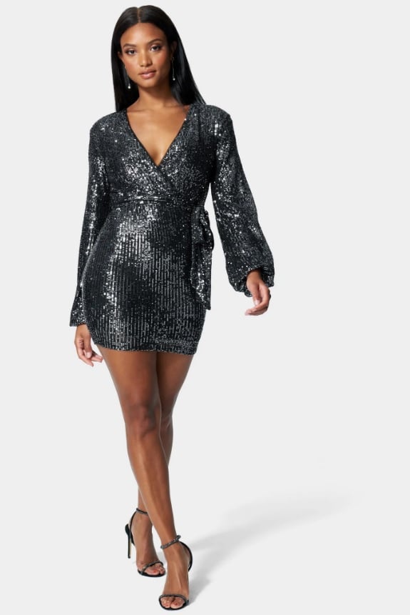 SEQUIN TIE FRONT DRESS