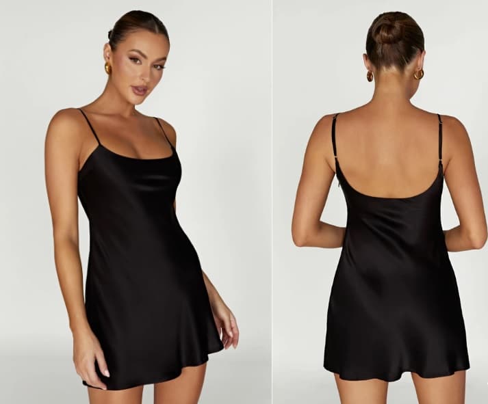 VALENTINA
Satin Mini Dress - Black