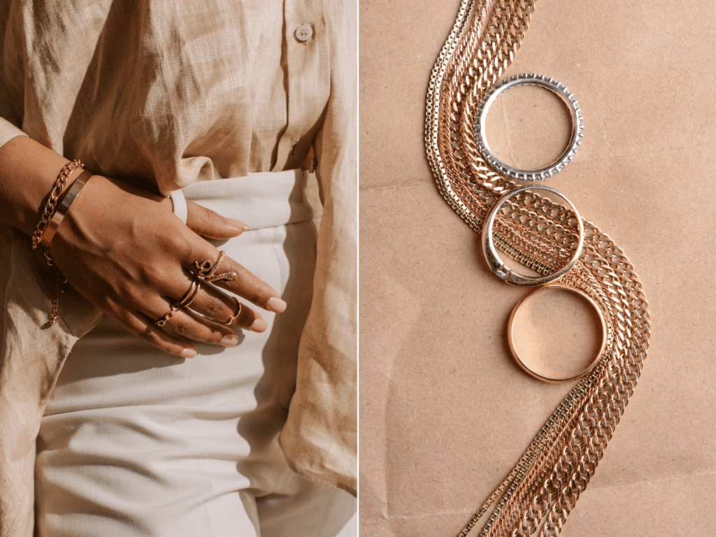 Gold and rose gold accessories and outfit