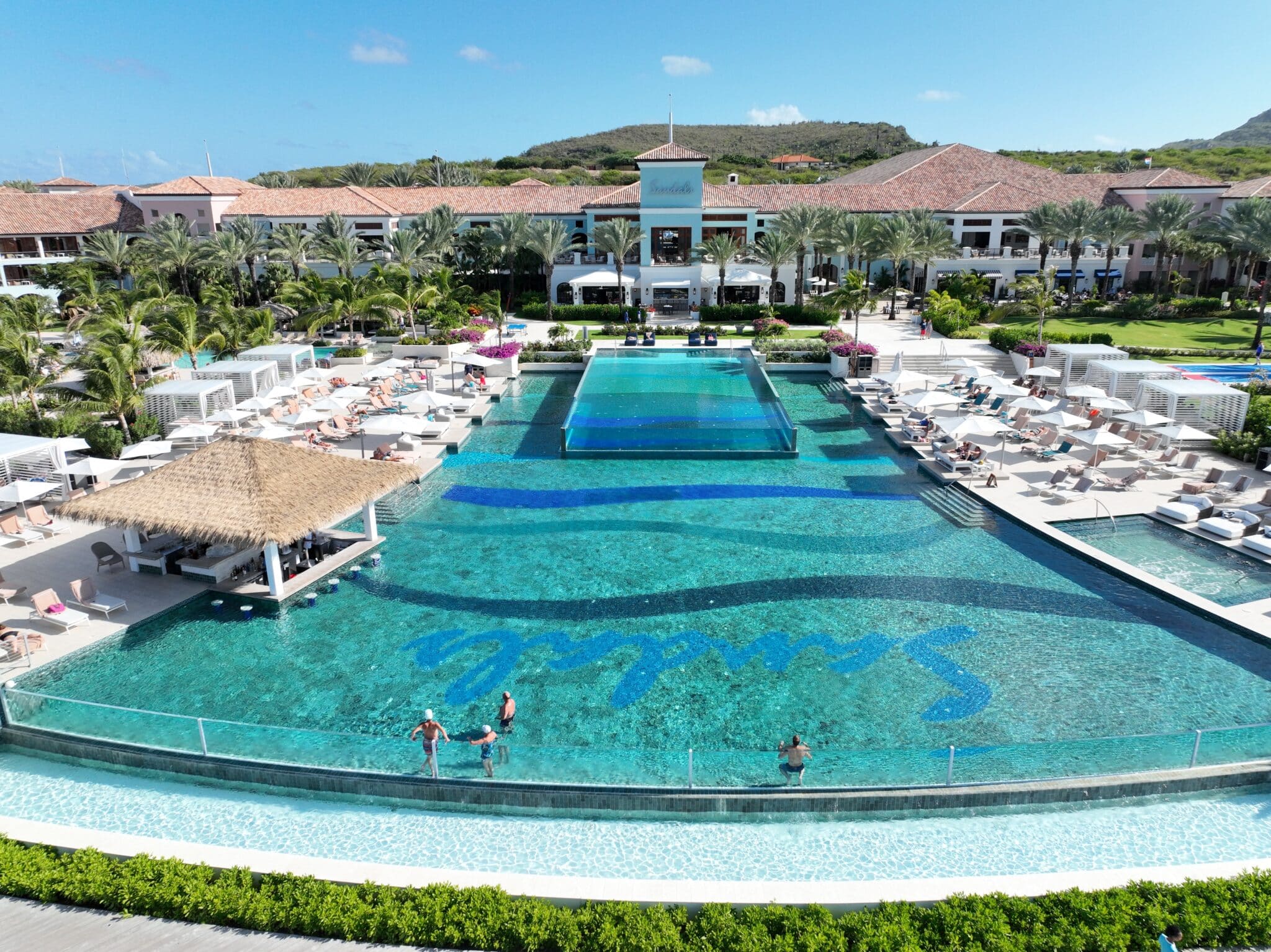 The Sandals Curacao infinity pool and swim up bar
