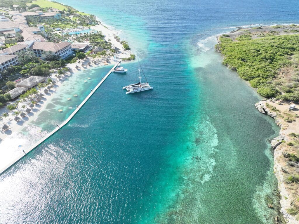 The canal the Sandals Curacao beach is on.