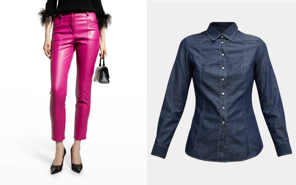 Faux Leather Skinny Ankle Pants + Denim Button Down Shirt