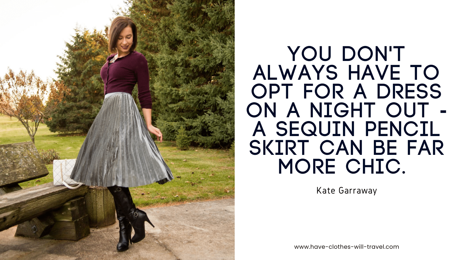 100. You don't always have to opt for a dress on a night out - a sequin pencil skirt can be far more chic. - Kate Garraway