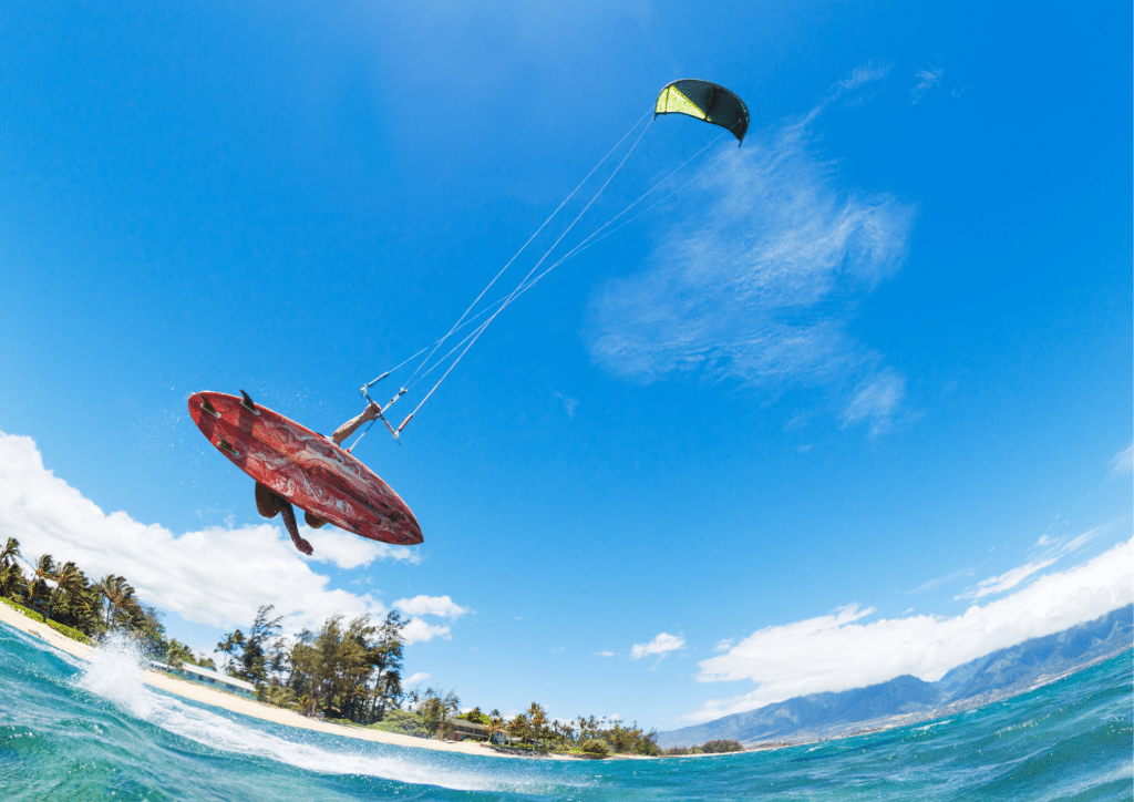 A person kiteboarding in in Curaçao.