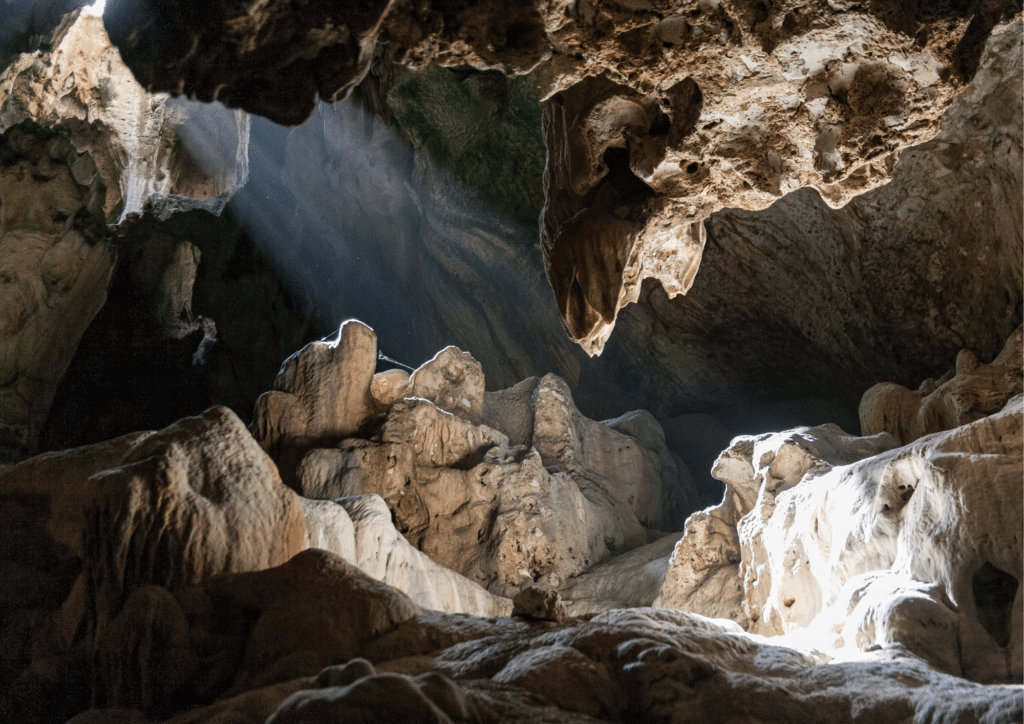 A wide angle shot of the Hato Caves in Curacao.