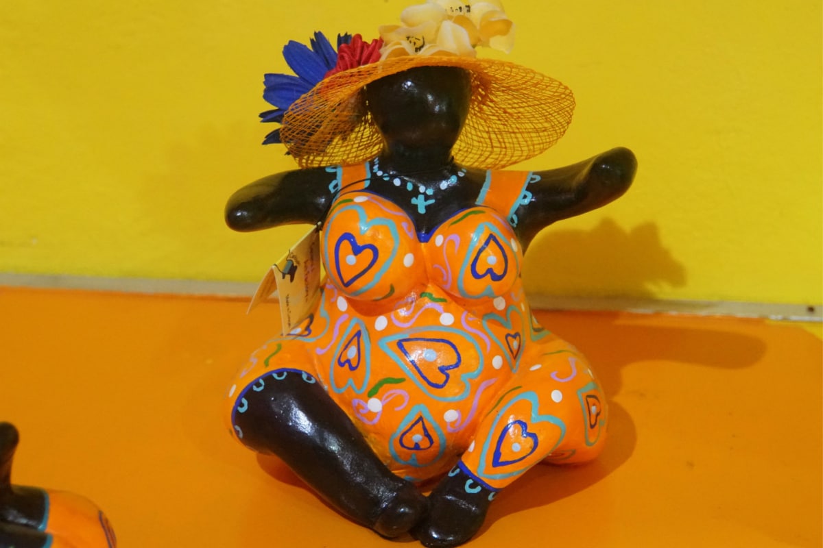 Willemstad, Curacao - November 16 - A colorful Chichi doll at an art studio