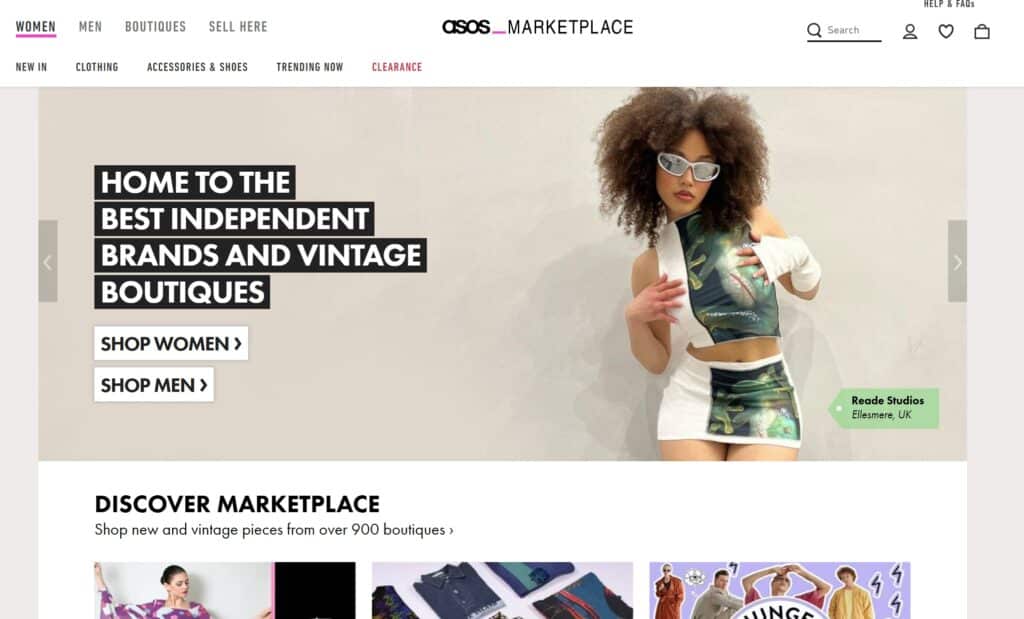 asos marketplace homepage
