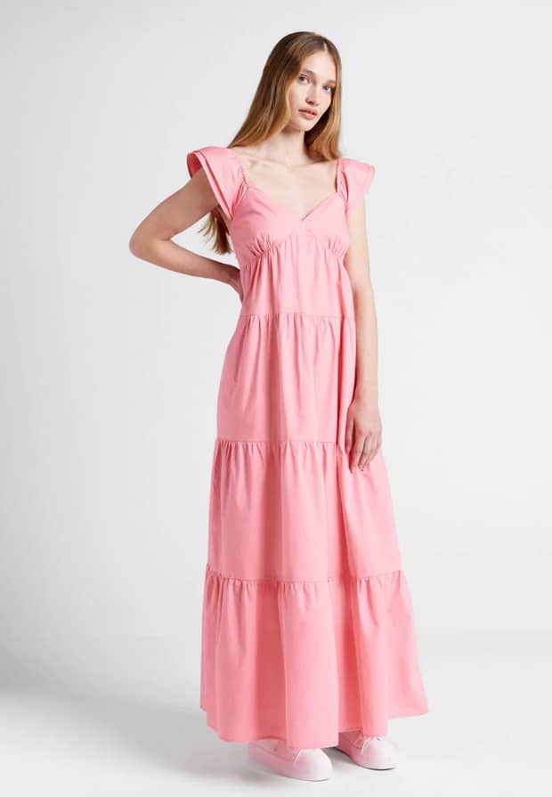Notes Of Grace Maxi Dress tiered skirt in pink from ModCloth