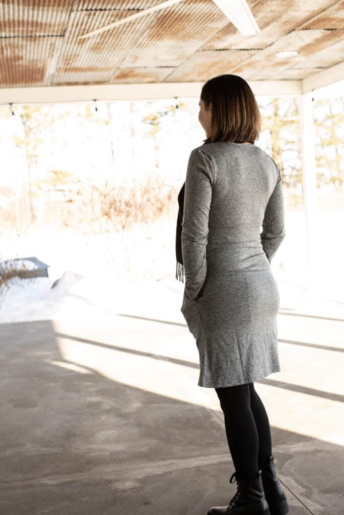 Back of the SCOTTeVEST - Long Sleeve Daphne Dress