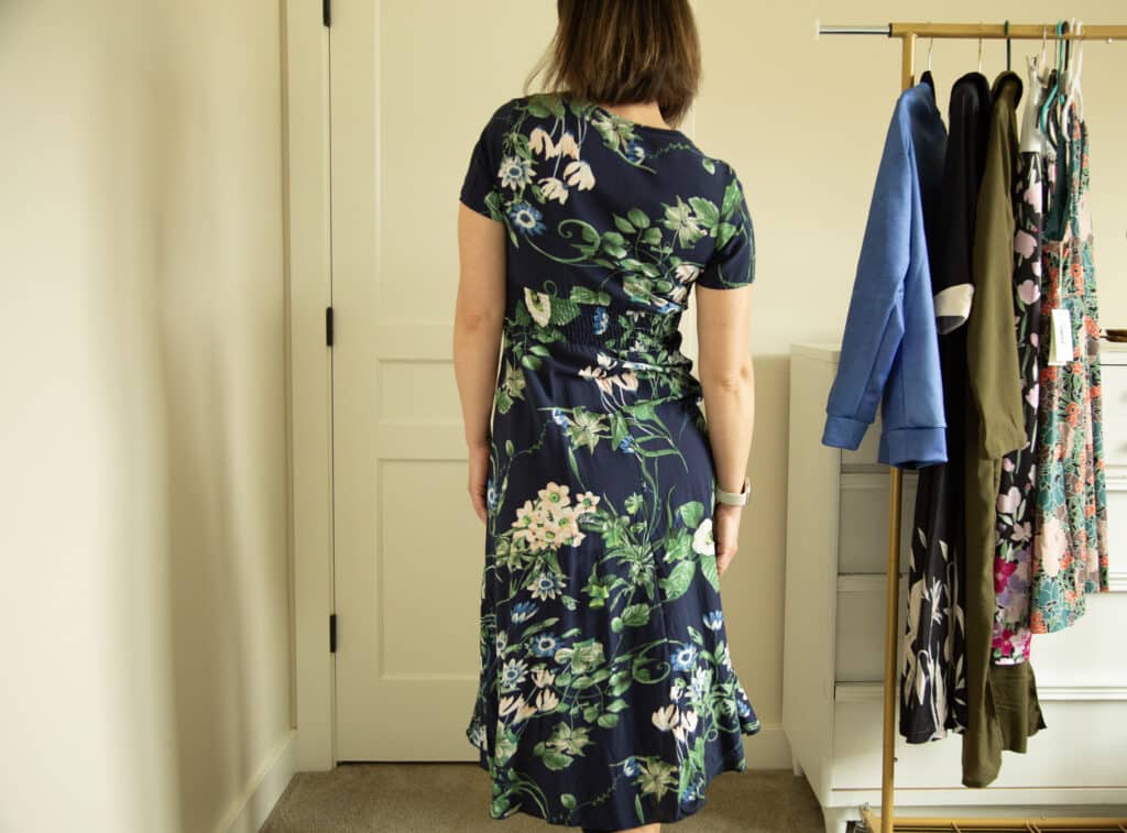 Back of Light in the Box floral maxi dress with short sleeves worn by Have Clothes, Will Travel