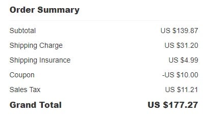 My shipping charges for Light in the Box
