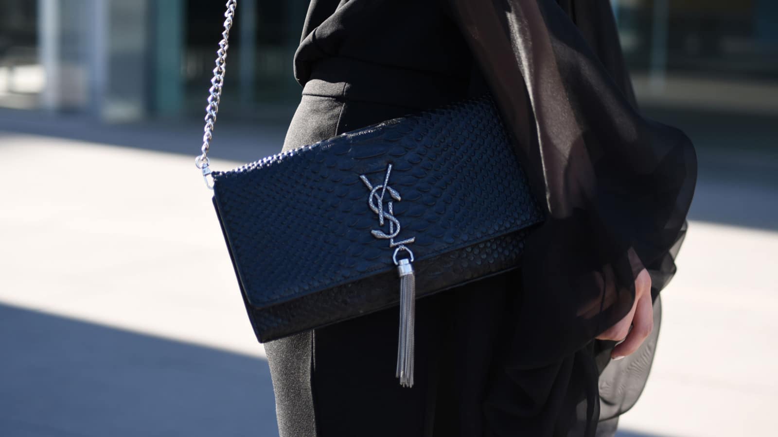 March 08, 2018- Melbourne, Australia: Stylish Woman Wears Saint Laurent Bag at Virgin Australia Melbourne Fashion Festival, Horizontal