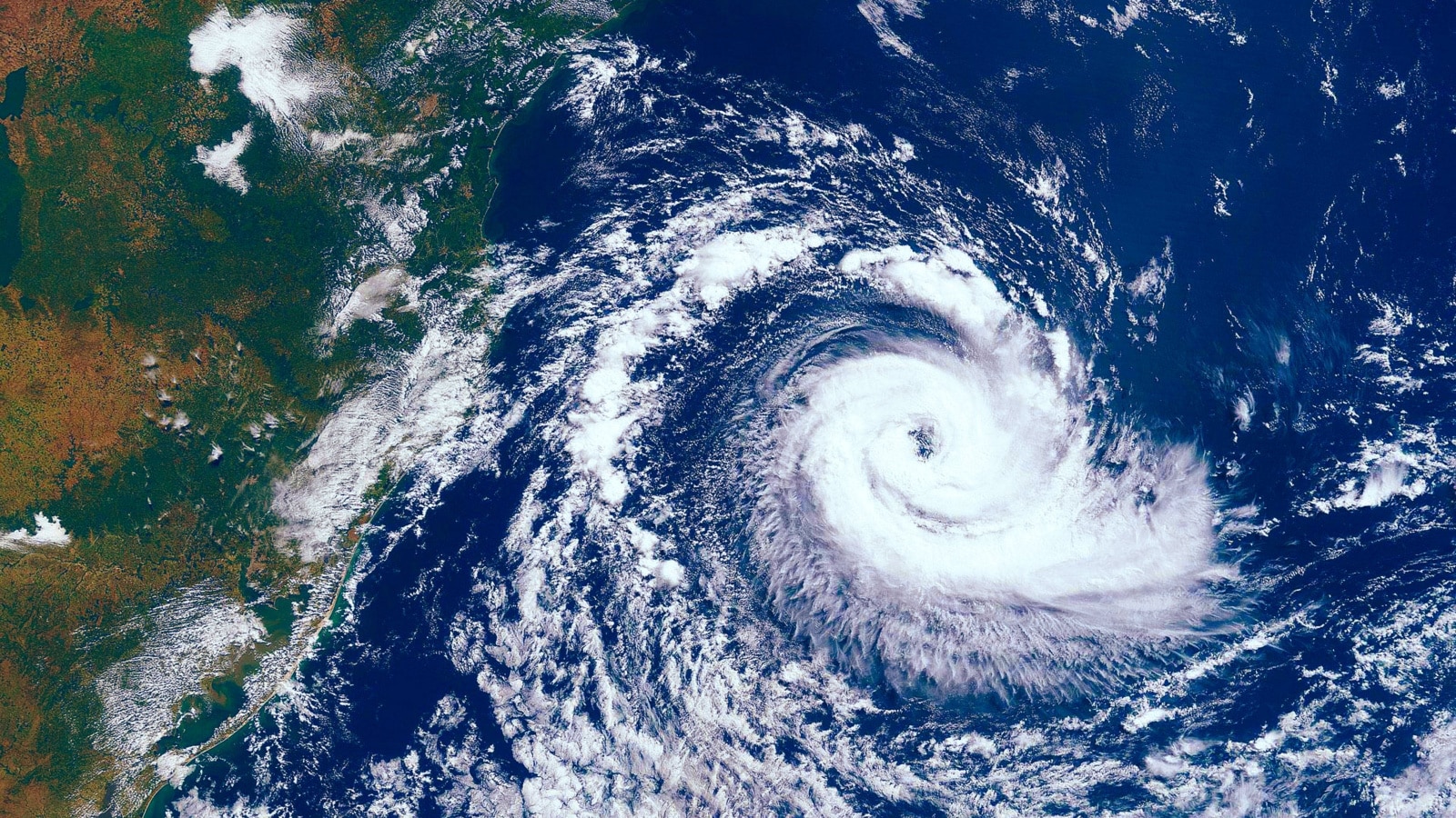 Category 5 super typhoon approaching the coast. The eye of the hurricane. View from outer space Some elements of this image furnished by NASA