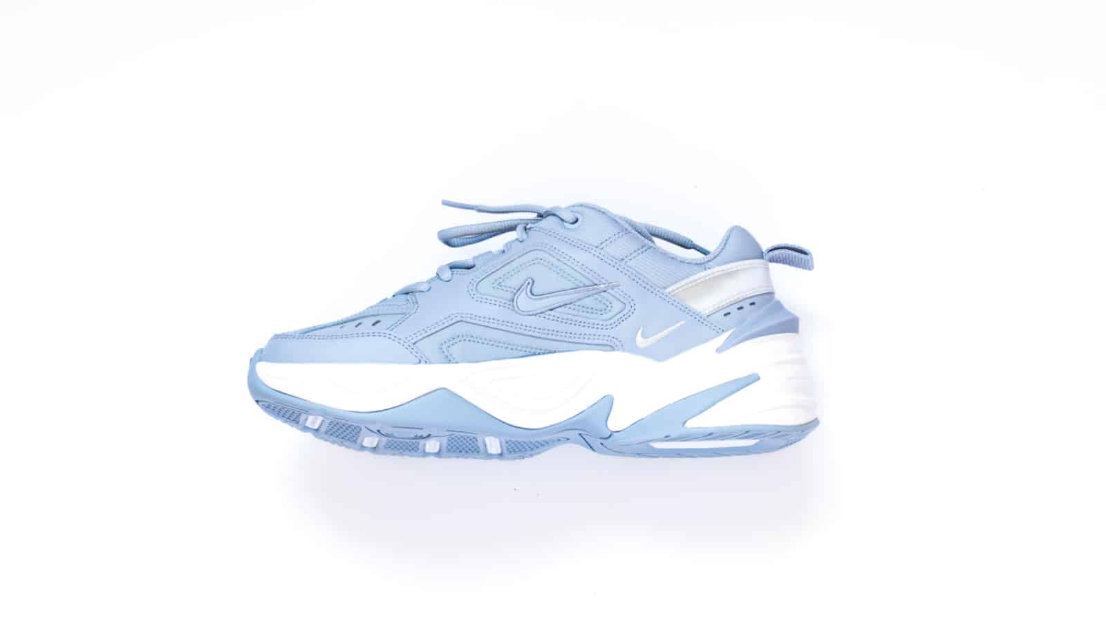 Minsk, Belarus - 3 July 2019. Nike m2k tekno women's shoe top view on the white background