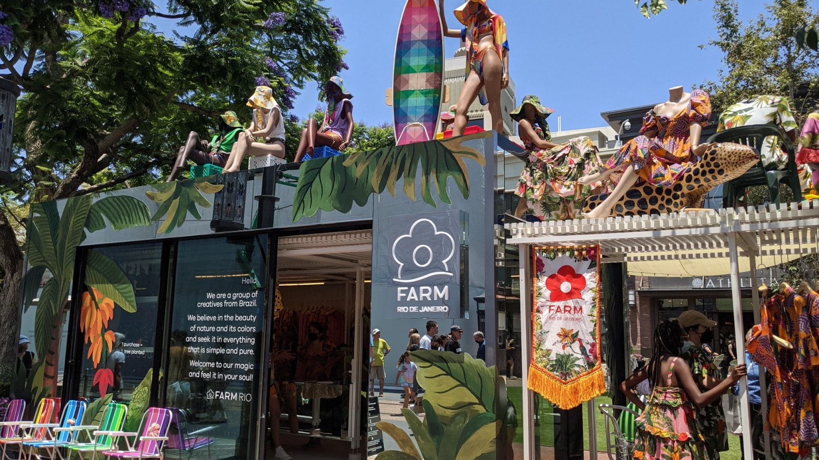 Los Angeles, California - July 17, 2021: The FARM Rio pop-up store at The Grove outdoor shopping center