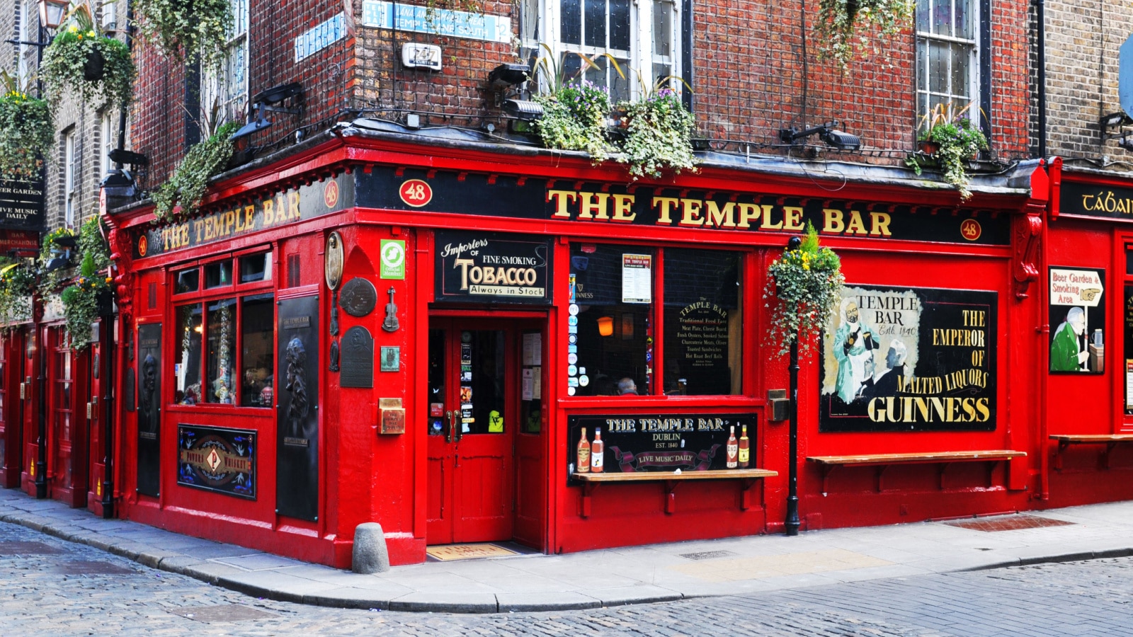 DUBLIN, IRELAND - MARCH 30, 2013: Temple Bar is a famous landmark in Dublins cultural quarter visited by thousands of tourists every year.