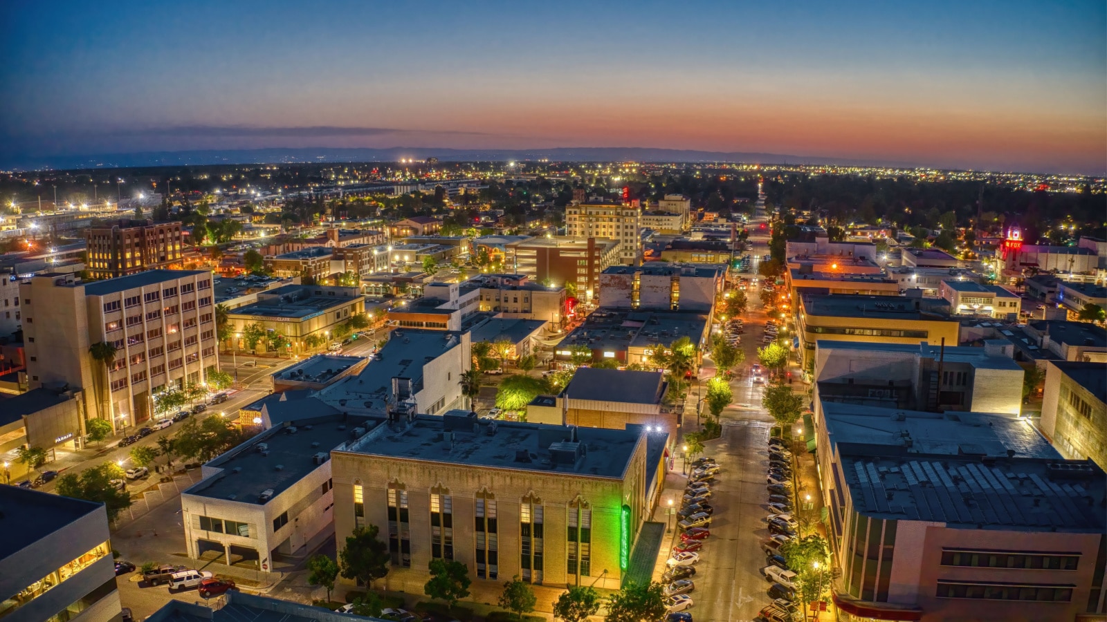 Aerial View of Downtown Bakersfield, California Skyline